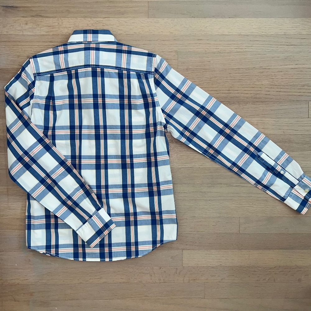 Abercrombie cotton blue orange plaid kids xl long sleeve button up shirt - Picture 3 of 3